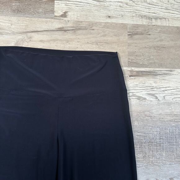 Norma Kamali Black Stretch Flared Pull-On Pants Large High Rise Minimalist - Picture 3 of 4
